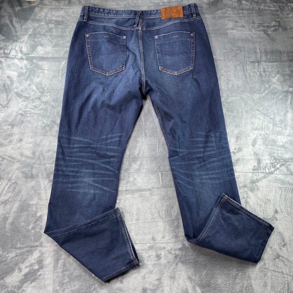 Robert Graham Classic Yates Jeans Mens 38x35 Blue Dark Wash Straight Denim Pants - Picture 4 of 10